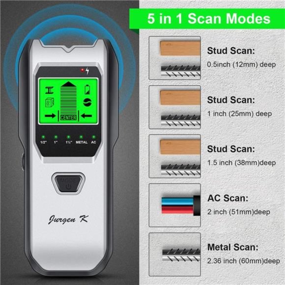Stud Finder Wall Scanner, 5 in 1 Multi-function Upgraded Smart Stud Sensor - Picture 3 of 6